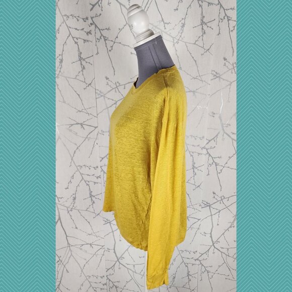 Wilfred Free Bright Yellow Linen Boxy Fit Crewneck Long Sleeve - Picture 2 of 4